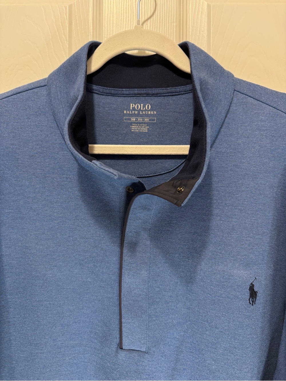 Polo Ralph Lauren Men’s 3XB Blue Snap Mock Neck Pullover Big & Tall